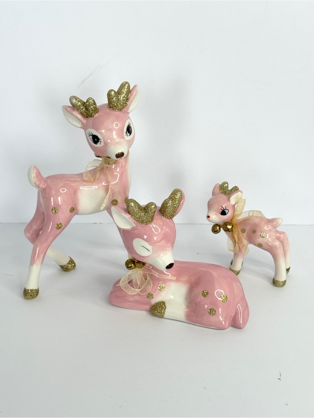 Wondershop Retro Pink Ceramic Deer Figurines | Christmas Holiday